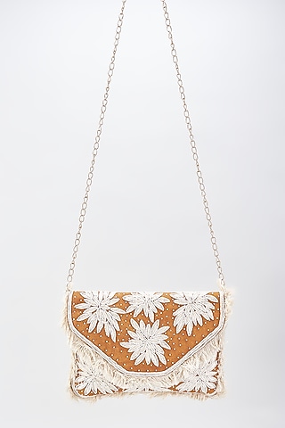 Orange Jute Beaded Bohemian Envelope Bag by kreivo by vamanshi damania