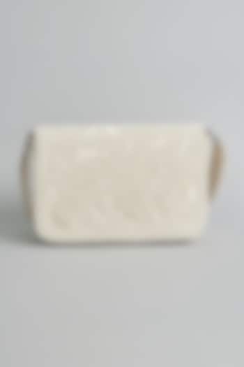 White Silk Beaded Bucket Bag by kreivo by vamanshi damania