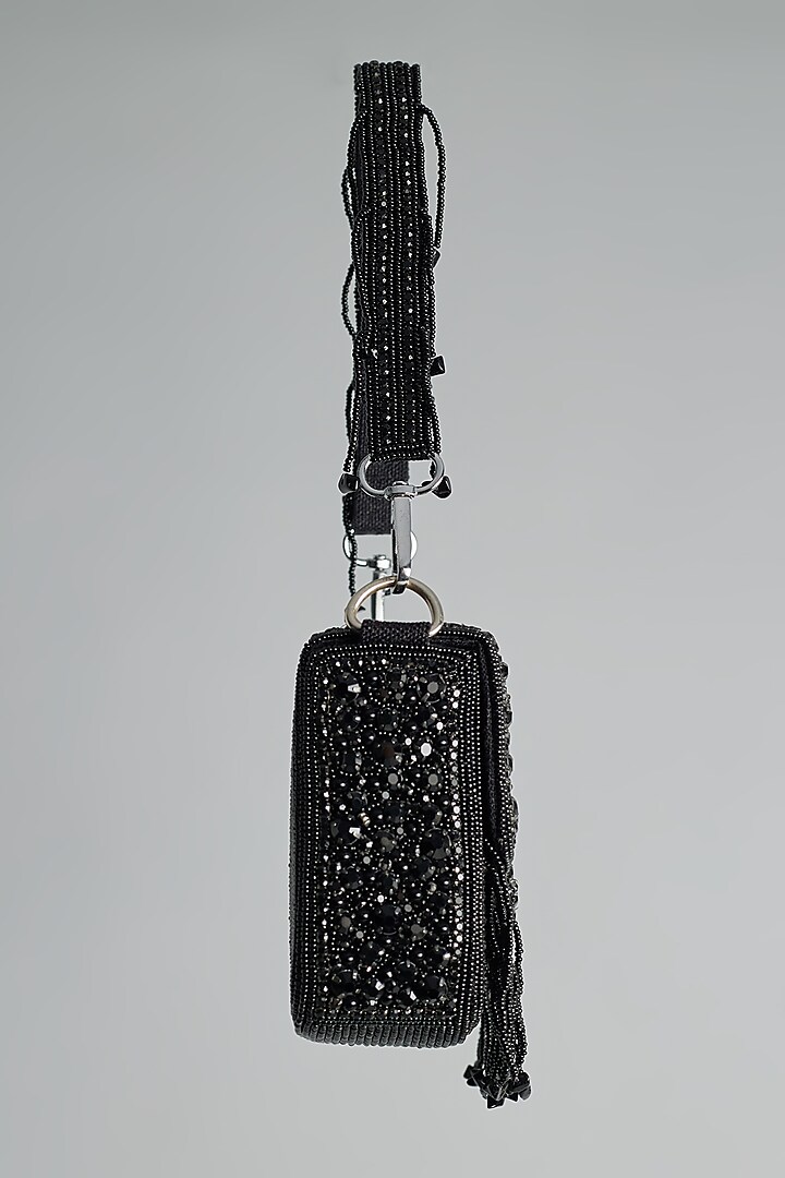 Black Silk Beaded Mini Bucket Bag by kreivo by vamanshi damania at Pernia's Pop Up Shop