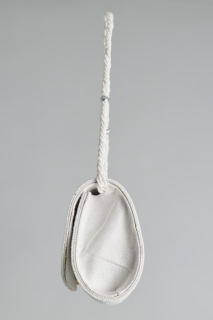 Ivory Silk Bead Embellished Envelope Bag by kreivo by vamanshi damania at Pernia's Pop Up Shop
