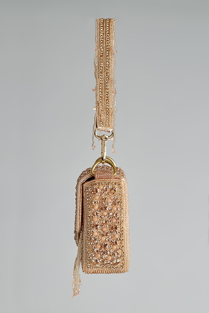 Rose Gold Silk Beaded Mini Bucket Bag by kreivo by vamanshi damania at Pernia's Pop Up Shop
