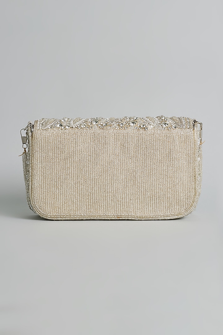 Silver Silk Beaded Embellished Bucket Bag by kreivo by vamanshi damania at Pernia's Pop Up Shop