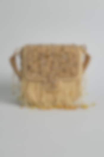 Gold Silk Beaded & Tassel Embellished Mini Bucket Bag by kreivo by vamanshi damania