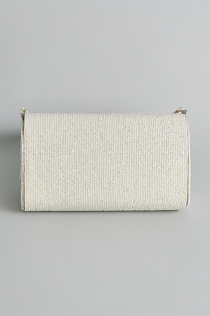 White Silk Beaded Bucket Bag by kreivo by vamanshi damania at Pernia's Pop Up Shop
