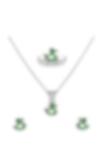 White Finish Enamelled Duck Necklace Set In Sterling Silver For Girls by KRYSALIIS KIDS at Pernia's Pop Up Shop