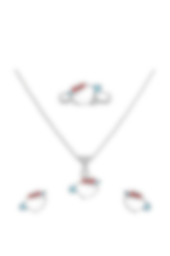 White Finish Enamelled Hello Kitty Necklace Set In Sterling Silver For Girls by KRYSALIIS KIDS at Pernia's Pop Up Shop