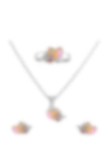 White Finish Enamelled Jerry Necklace Set In Sterling Silver For Girls by KRYSALIIS KIDS at Pernia's Pop Up Shop