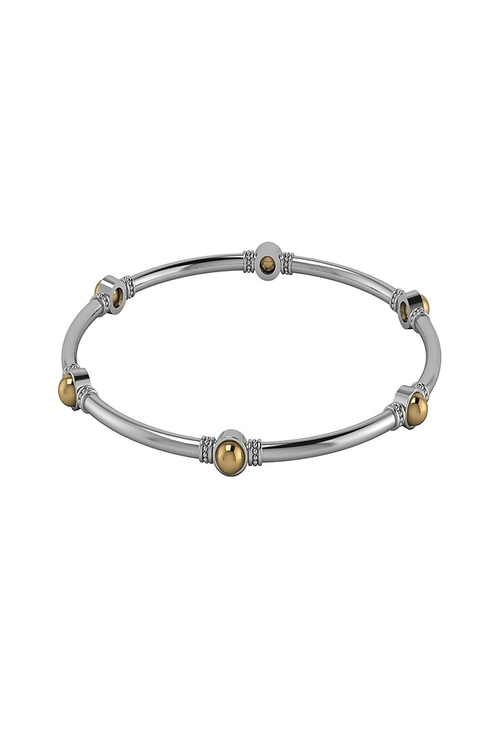 White Finish Embedded Ball Bangle In Sterling Silver by KRYSALIIS KIDS at Pernia's Pop Up Shop