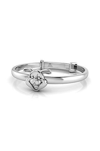 White Finish Bunny Face Bracelet In Sterling Silver by KRYSALIIS KIDS