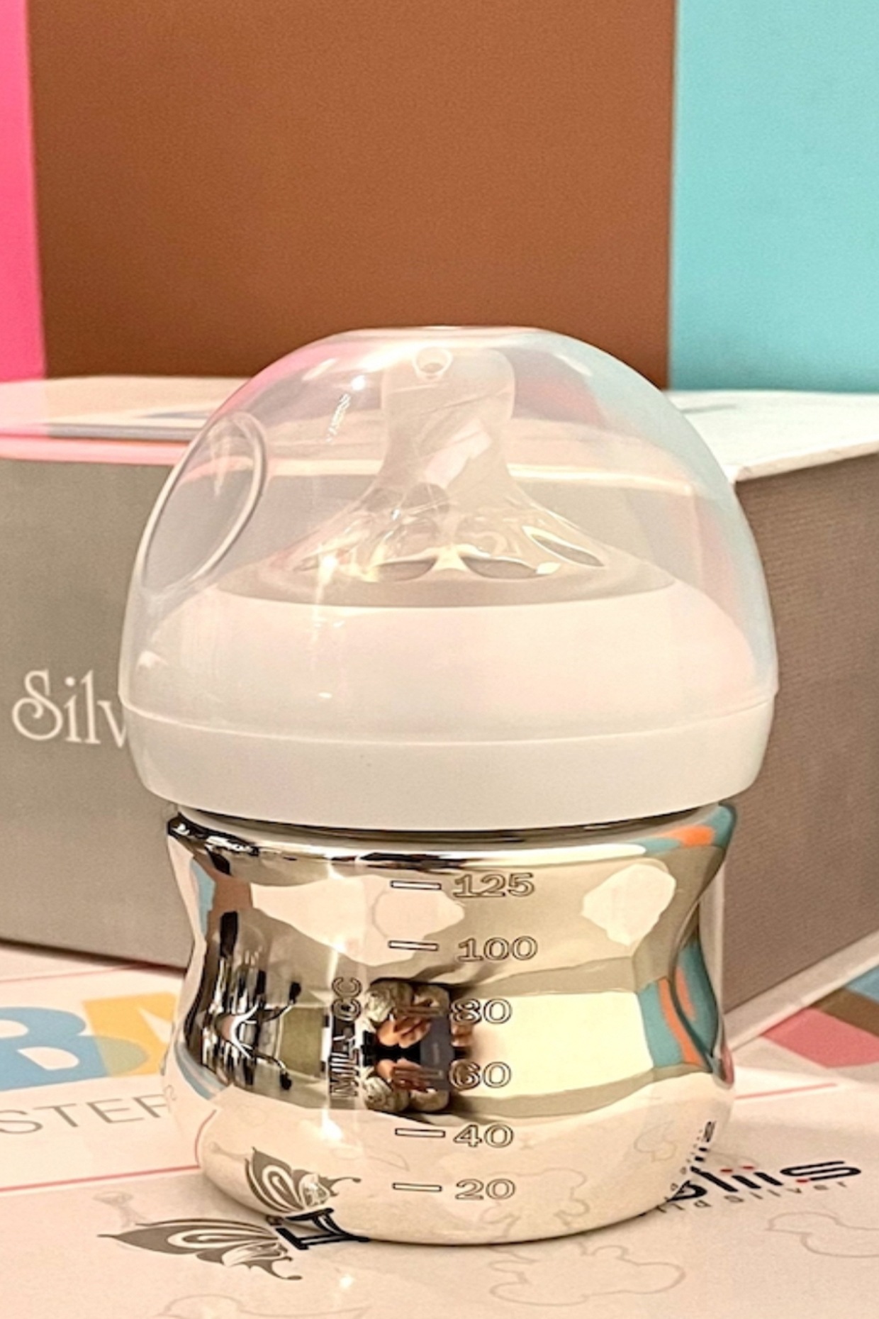 Silver bottle best sale for babies