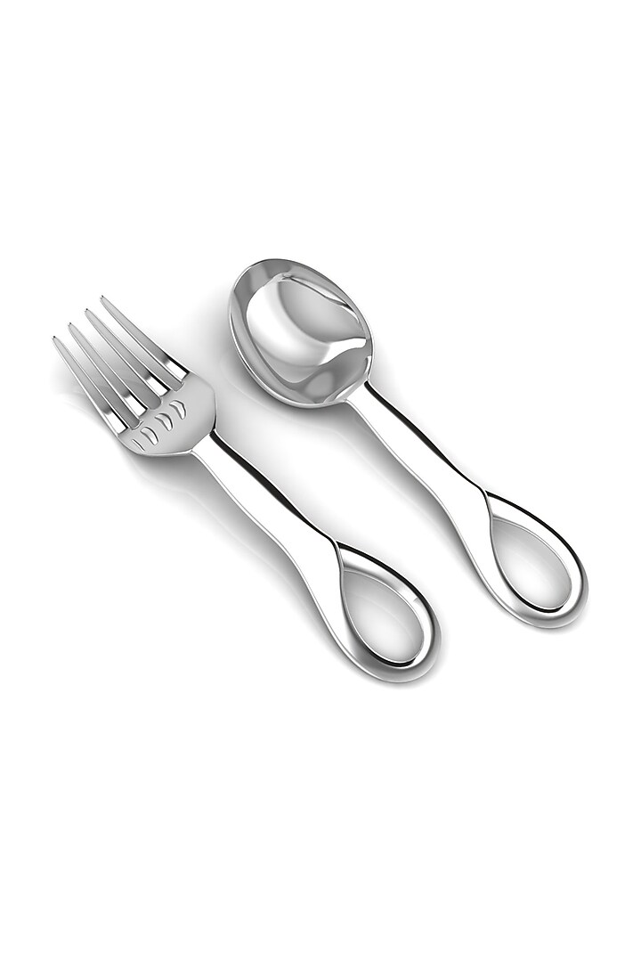 Sterling Silver Baby Spoon & Fork Set by KRYSALIIS KIDS at Pernia's Pop Up Shop