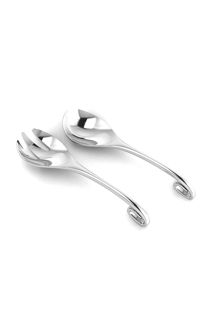 Loop fork and spoon baby set in sterling silver.