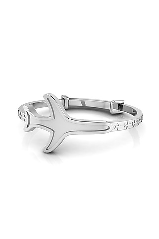 White Finish Aeroplane Bracelet In Sterling Silver by KRYSALIIS KIDS