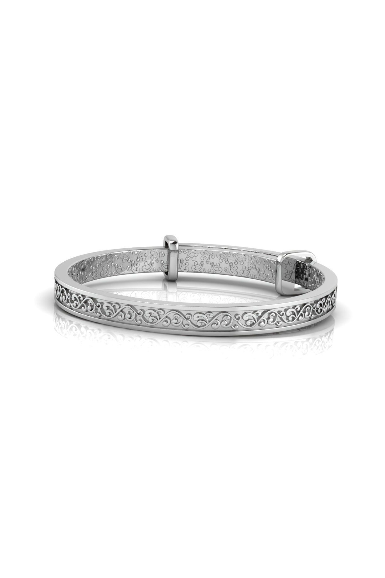 White Finish Oxidised Filigree Extendable Bracelet In Sterling Silver by KRYSALIIS KIDS at Pernia's Pop Up Shop