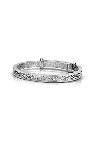 White Finish Oxidised Filigree Extendable Bracelet In Sterling Silver by KRYSALIIS KIDS