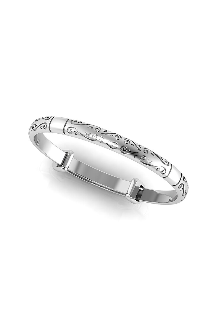 White Finish Oxidised S Pattern Extendable Bracelet In Sterling Silver by KRYSALIIS KIDS at Pernia's Pop Up Shop