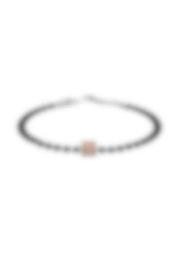 White Finish Beaded Bracelet With Orange Square In Sterling Silver by KRYSALIIS KIDS at Pernia's Pop Up Shop