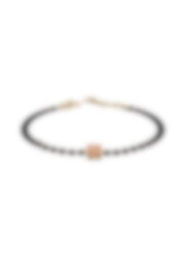 Rose Gold Plated Beaded Bracelet With Pink Square In Sterling Silver by KRYSALIIS KIDS at Pernia's Pop Up Shop