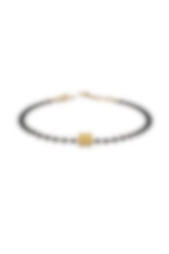 Rose Gold Plated Beaded Bracelet With Yellow Square In Sterling Silver by KRYSALIIS KIDS