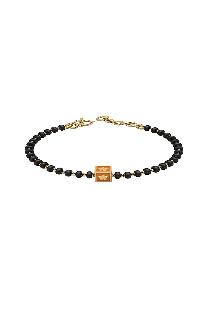 Rose Gold Plated Beaded Bracelet With Orange Square In Sterling Silver by KRYSALIIS KIDS at Pernia's Pop Up Shop