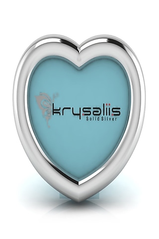 Sterling Silver & Blue Heart Baby Photo Frame by KRYSALIIS KIDS