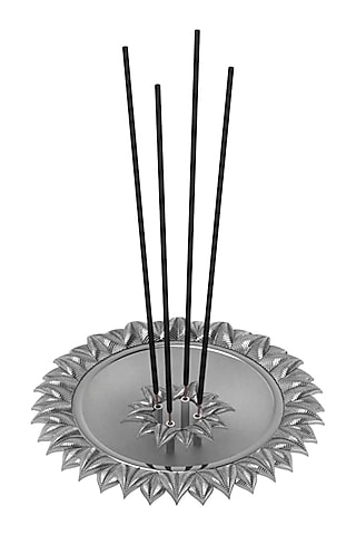 Pure Silver Plated Round Agarbatti Holder by KRYSALIIS HOME