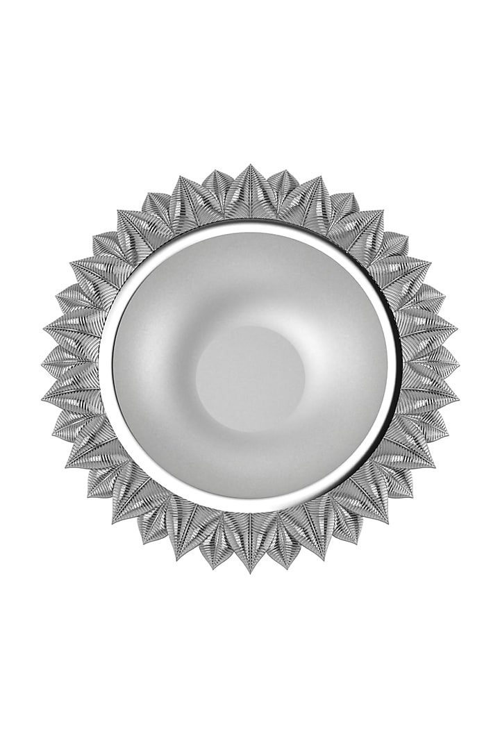 Pure Silver Plated Round Diya by KRYSALIIS HOME