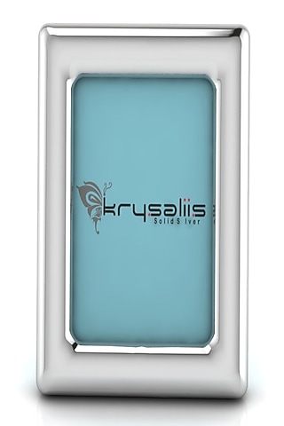 Sterling Silver & Blue Rectangular Baby Photo Frame by KRYSALIIS KIDS