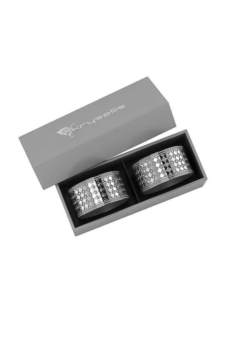 Pure Silver Plated Tubular Napkin Ring Set by KRYSALIIS HOME at Pernia's Pop Up Shop