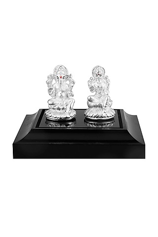 Pure Silver Lord Ganesh & Laxmi Idol by KRYSALIIS HOME
