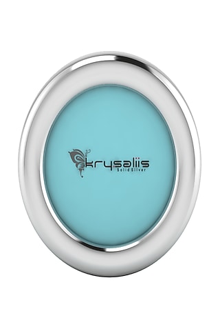 Sterling Silver & Blue Round Baby Photo Frame by KRYSALIIS KIDS
