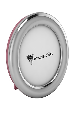 Sterling Silver & Pink Round Baby Photo Frame by KRYSALIIS KIDS