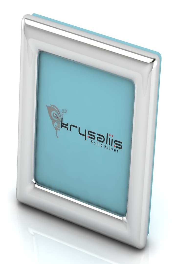 Sterling Silver & Blue Square Baby Photo Frame by KRYSALIIS KIDS at Pernia's Pop Up Shop
