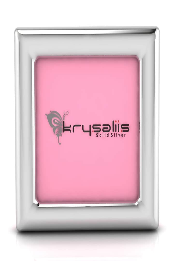 Sterling Silver & Pink Square Baby Photo Frame by KRYSALIIS KIDS