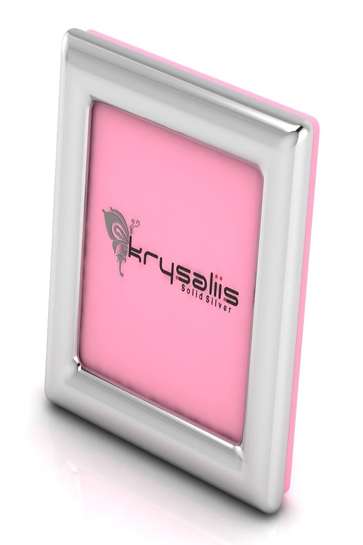 Sterling Silver & Pink Square Baby Photo Frame by KRYSALIIS KIDS at Pernia's Pop Up Shop