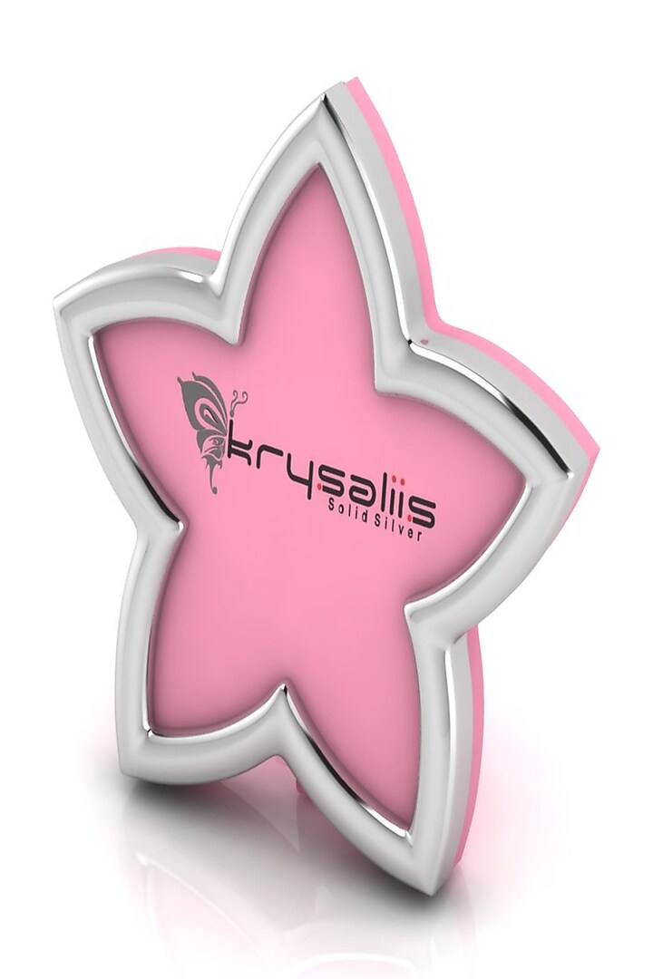Sterling Silver & Pink Star Baby Photo Frame by KRYSALIIS KIDS at Pernia's Pop Up Shop