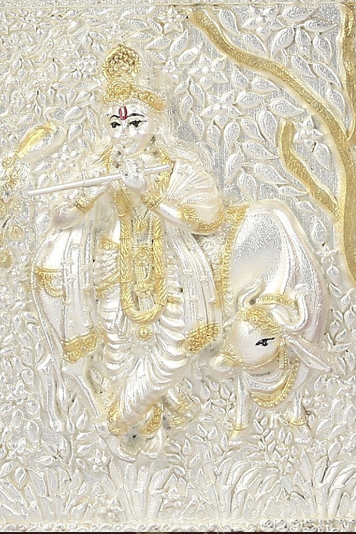 Pure Silver & Wooden Lord Krishna Photo Frame by KRYSALIIS HOME at Pernia's Pop Up Shop