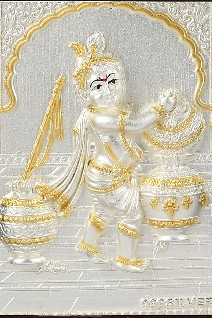 Pure Silver & Wooden Lord Bal Krishna Photo Frame by KRYSALIIS HOME at Pernia's Pop Up Shop