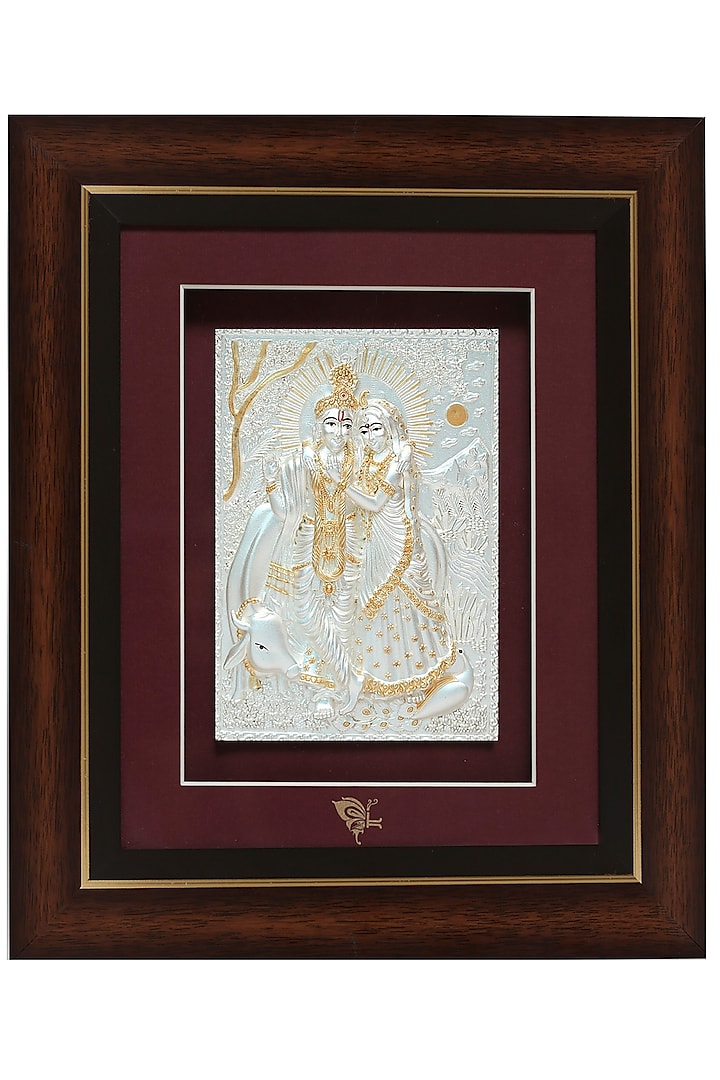 Pure Silver Radha & Krishna Photo Frame by KRYSALIIS HOME