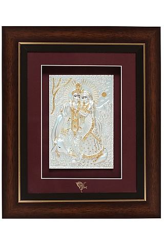 Pure Silver Radha & Krishna Photo Frame by KRYSALIIS HOME