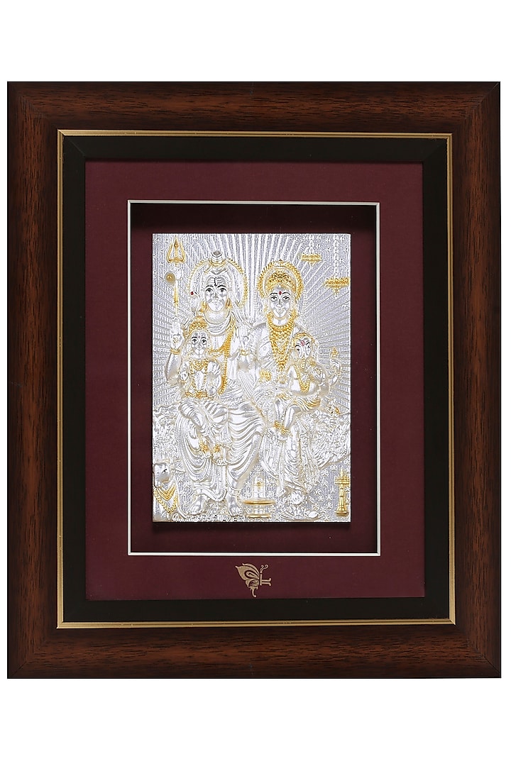 Pure Silver Lord Shiv & Parvati Photo Frame by KRYSALIIS HOME