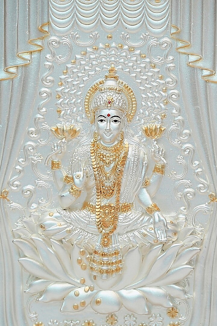 Pure Silver & Wooden Laxmi Maa Photo Frame by KRYSALIIS HOME at Pernia's Pop Up Shop