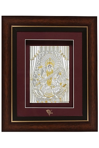 Pure Silver & Wooden Lord Saraswati Maa Photo Frame by KRYSALIIS HOME