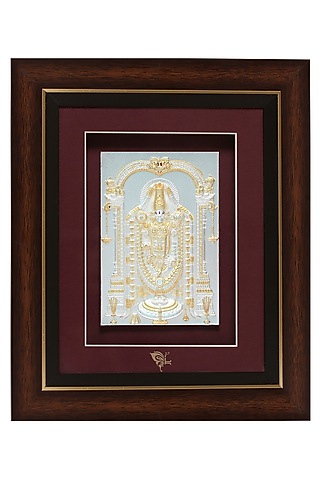 Pure Silver & Wooden Lord Balaji Photo Frame by KRYSALIIS HOME