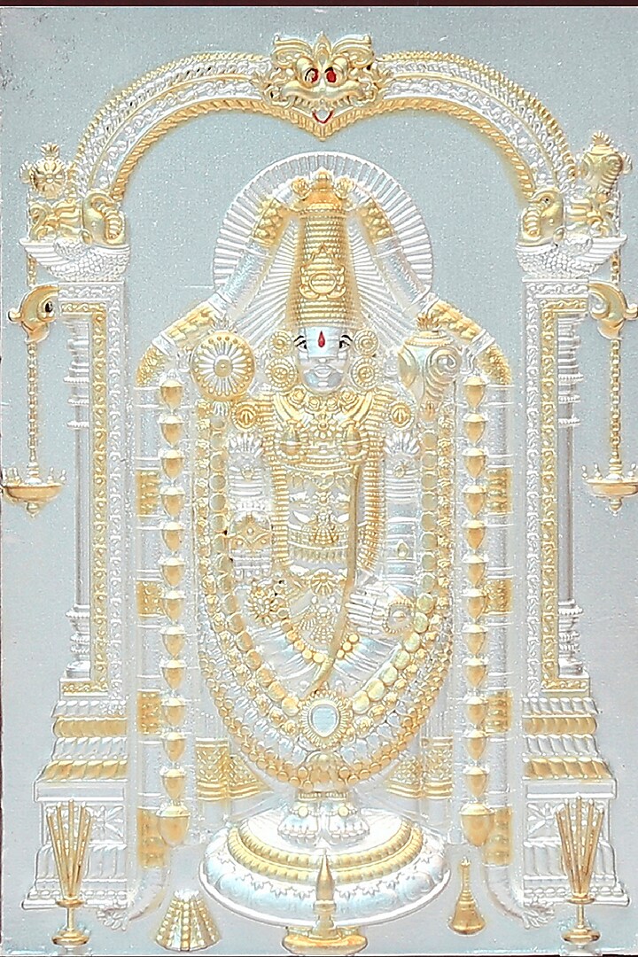 Pure Silver & Wooden Lord Balaji Photo Frame by KRYSALIIS HOME at Pernia's Pop Up Shop
