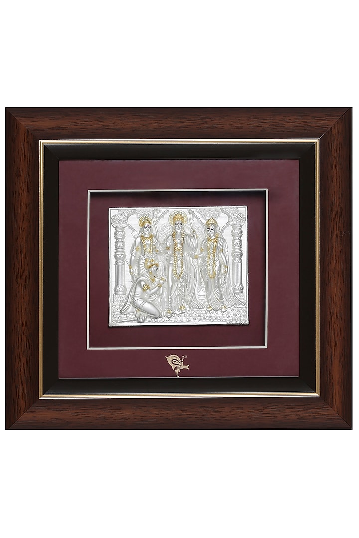 Pure Silver & Wooden Lord Ram Darbar Photo Frame by KRYSALIIS HOME