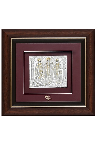 Pure Silver & Wooden Lord Ram Darbar Photo Frame by KRYSALIIS HOME