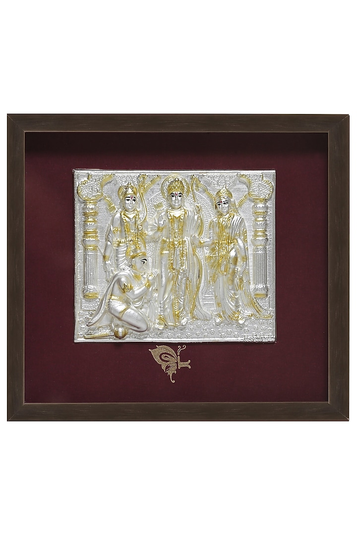 Pure Silver & Wooden Lord Ram Darbar Photo Frame by KRYSALIIS HOME at Pernia's Pop Up Shop