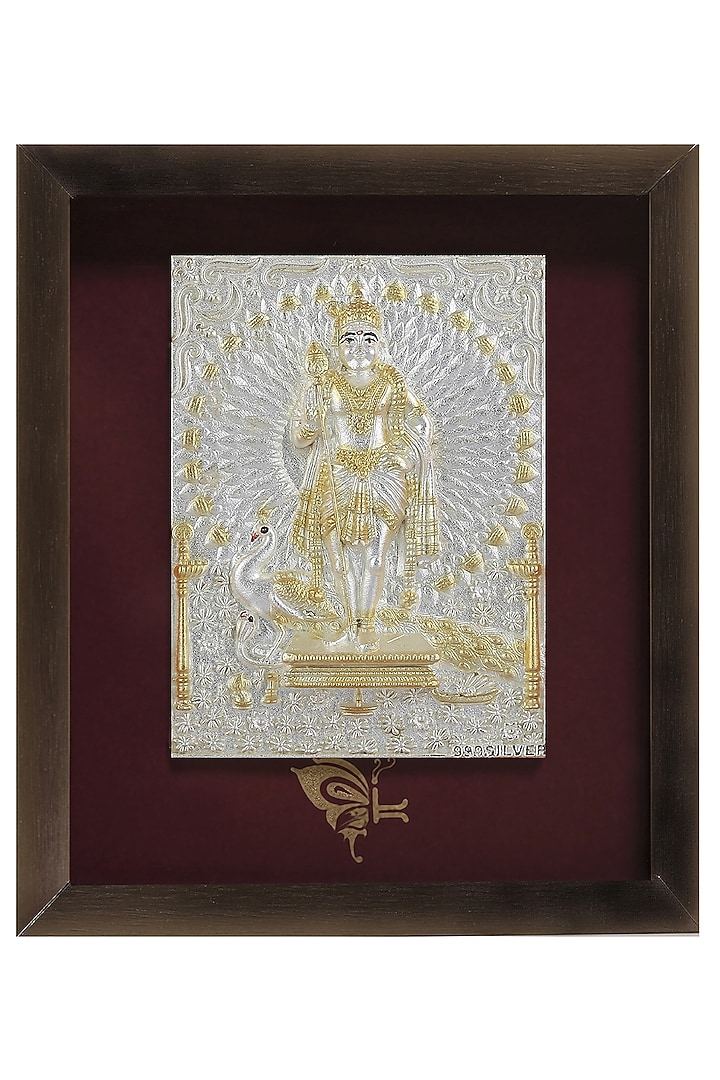 Pure Silver & Wooden Lord Murugan Photo Frame by KRYSALIIS HOME at Pernia's Pop Up Shop