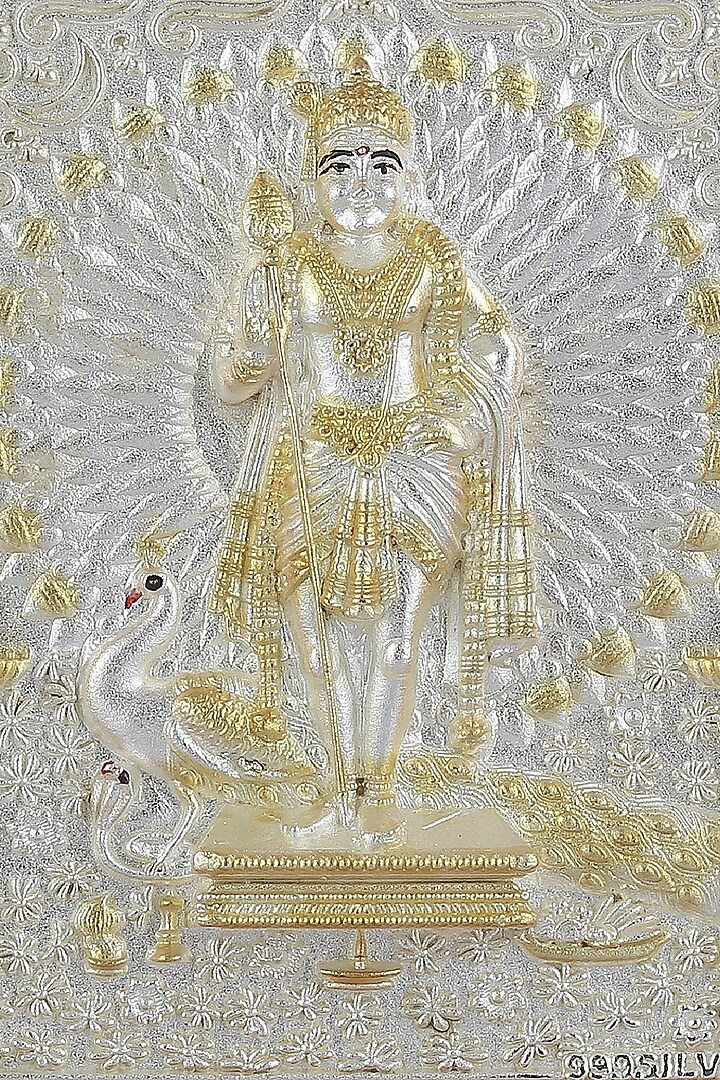 Pure Silver & Wooden Lord Murugan Photo Frame by KRYSALIIS HOME at Pernia's Pop Up Shop